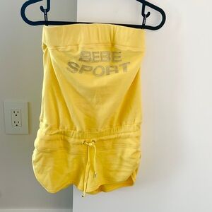 BeBe Sports Yellow Cotton Strapless Romper – Crystal Logo